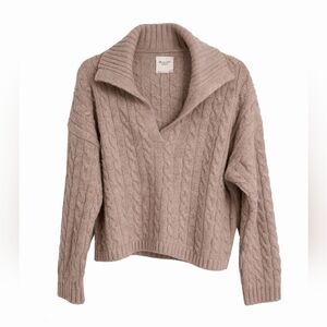 🤎 Abercrombie & Fitch Cable Knit Collared Sweater | Size L